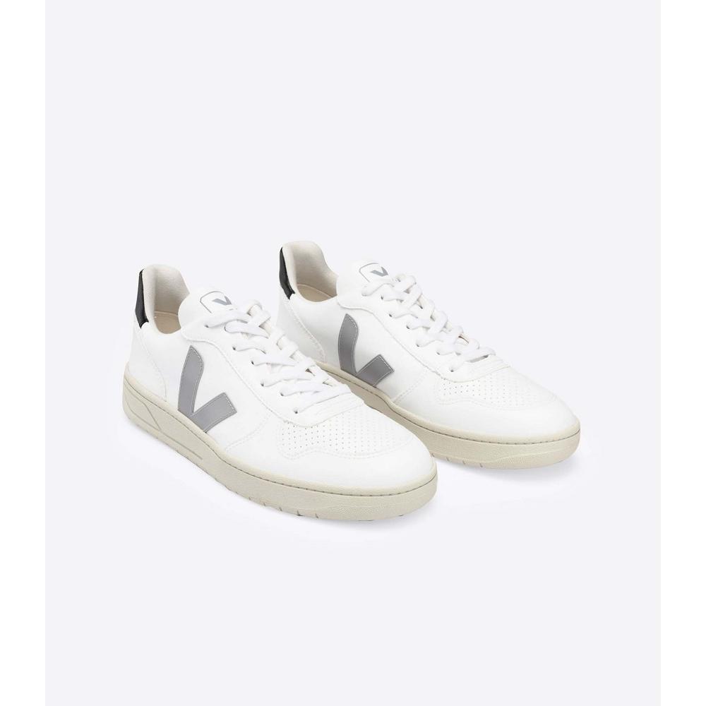 Veja V-10 CWL WHITE OXFORD Men's Sneakers White/Grey/Black | CA 327BEX